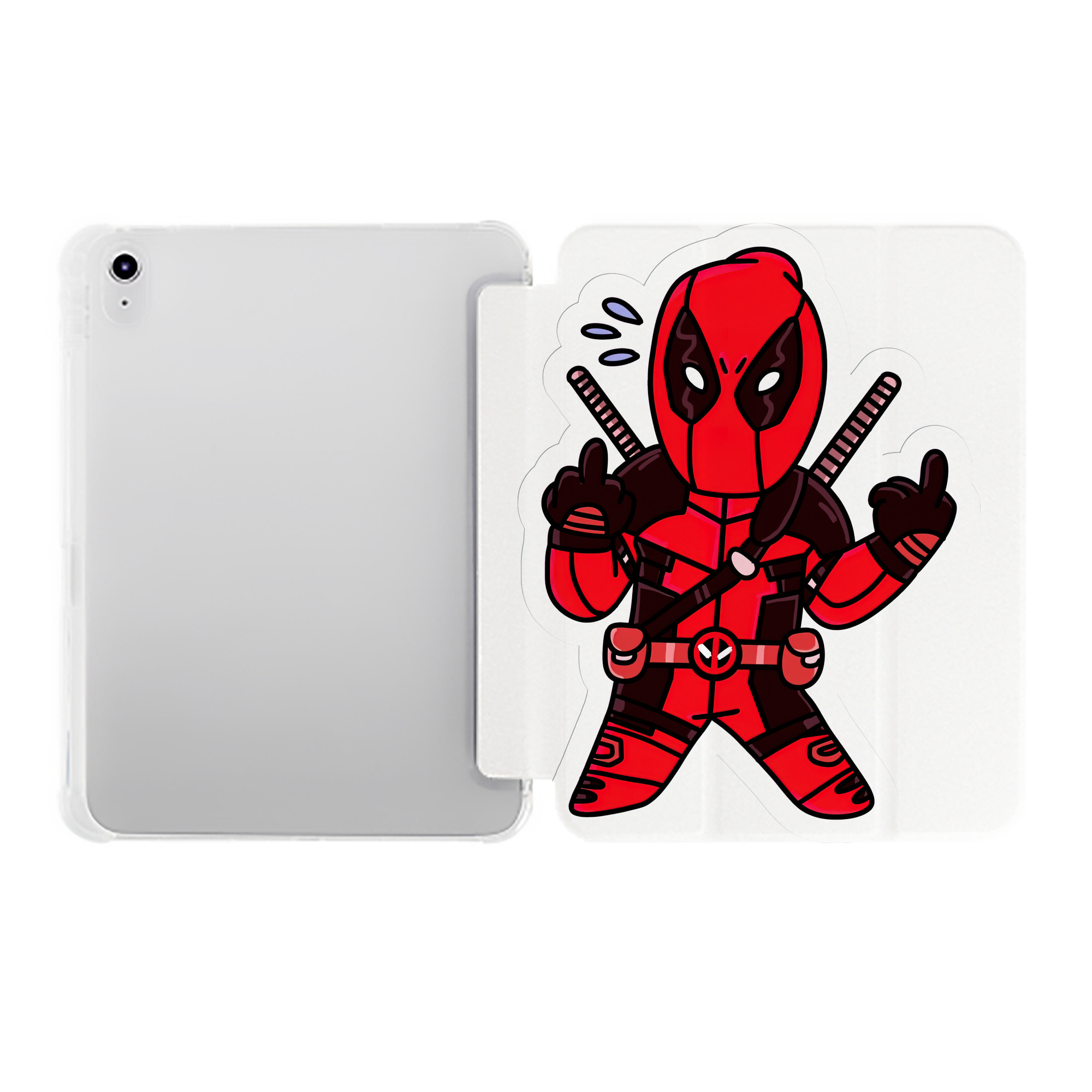 （画像用） Deadpool デッドプール IPad ケース ペン収納付き 三つ折りスタンド PUレザー×シリコン 対応機種9.5/10.5/10.9インチ